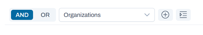 Organizations selected for first menu option.