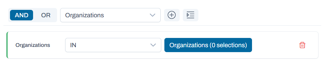 Organizations add button.