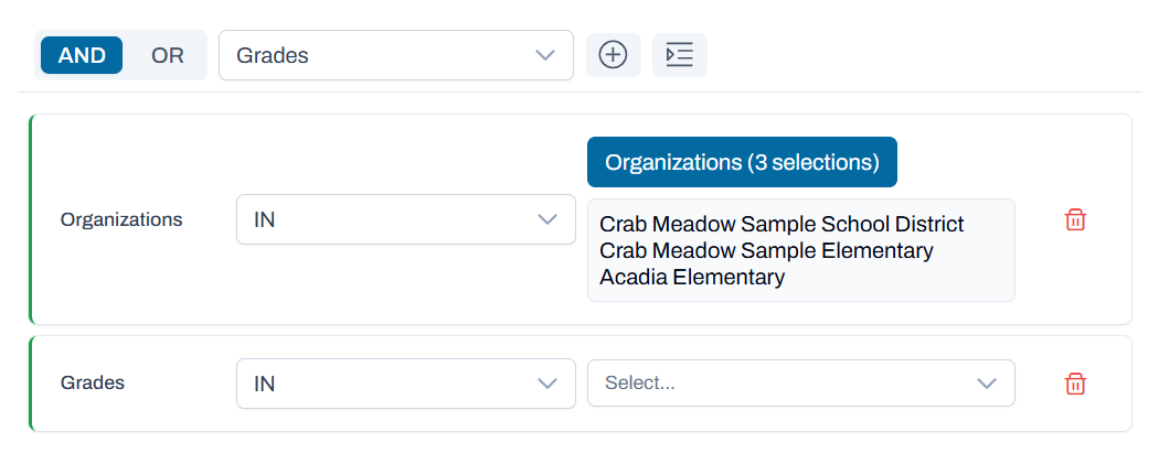First menu changed to Grades.