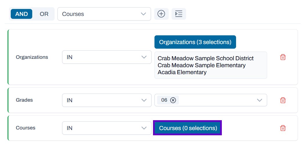 Courses button is highlighted.