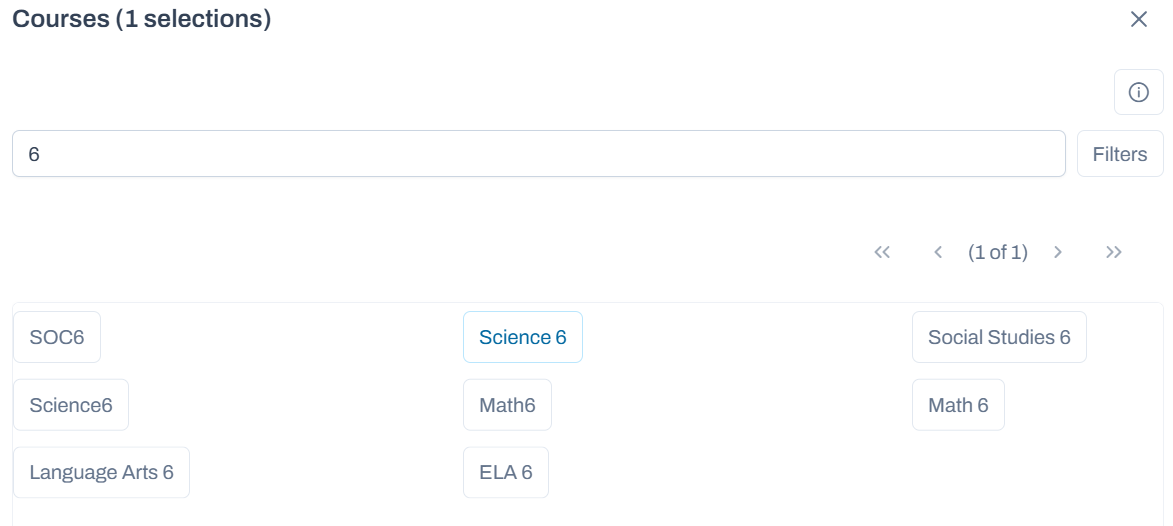 Page with courses available to add.