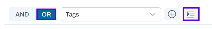 Tags selected in dropdown menu with