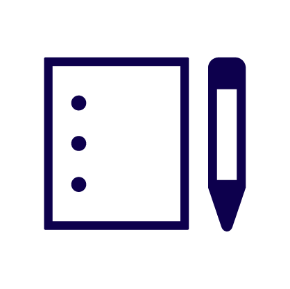 icon showing a paper and pencil