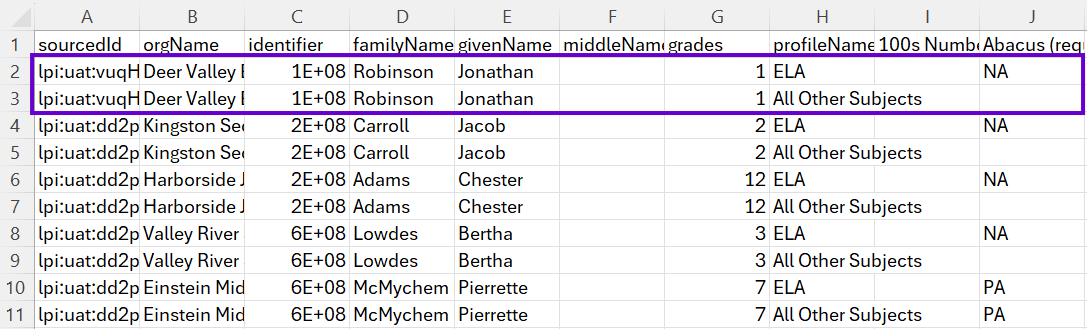 Sample Roster File.