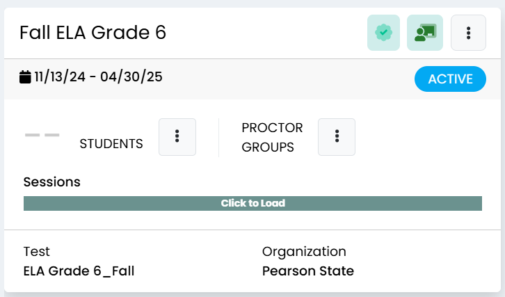 sample Admin Card showing Click to Load button