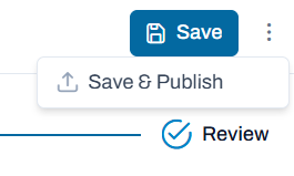 Save, Save and Publish buttons.