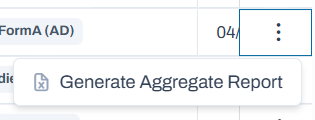 Generate aggregate report highlighted in actions dropdown menu.