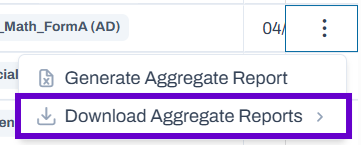 Download aggregate reports option shown in actions dropdown menu.