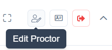 Buttons for edit proctor, switch to print cards view, and sign out.
