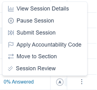 Action dropdown menu.