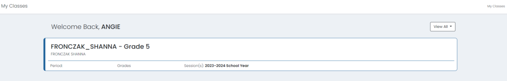My Classes page showing one assigned administration