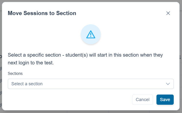 Move to section popup window.