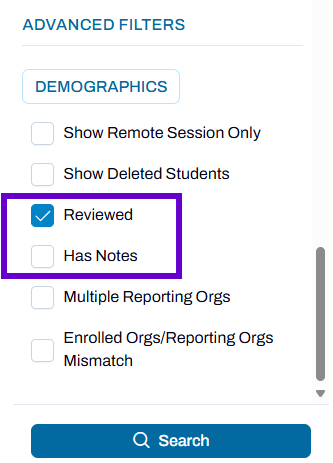 Reviewed filter option shown in Advanced Filter options.