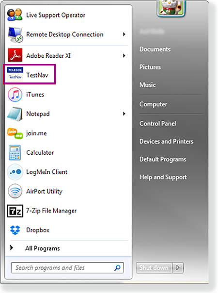 TestNav 8 > Set Up TestNav on Windows > TN_DsktpStartMenu.png