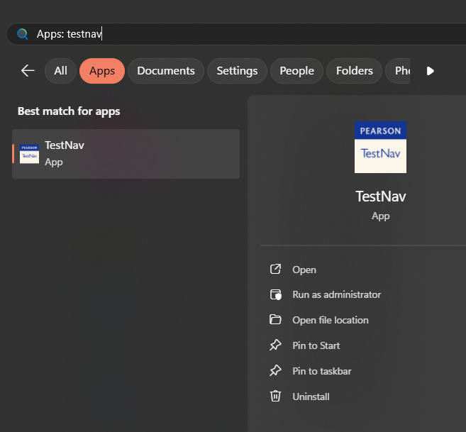 TestNav 8 > Set Up TestNav on Windows > testnav in start menu.png