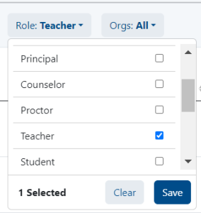 role selector options