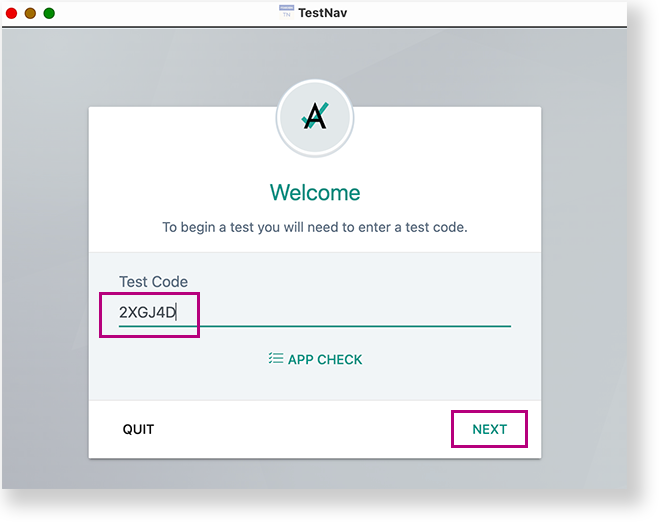 Log In to a Test Using TestNav